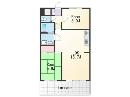 エレナ和歌浦(2LDK/1階)の間取り写真