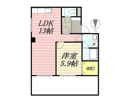 角村ビル(1LDK/5階)の間取り写真