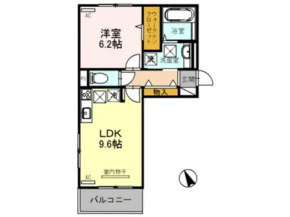 ドゥース エラブル(1LDK/1階)の間取り写真