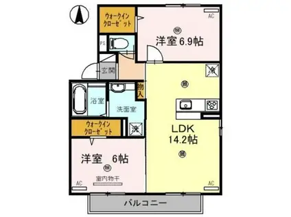 ブリオーソ今福Ⅱ(2LDK/2階)の間取り写真
