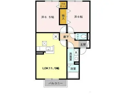 グランディール(2LDK/1階)の間取り写真