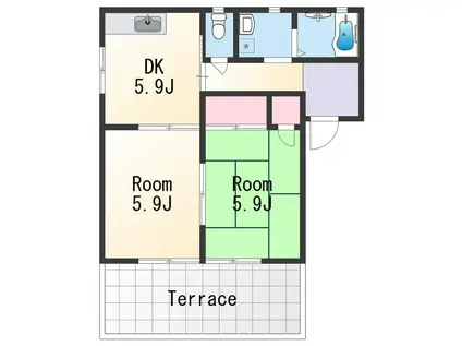 サンビレッジ宮前(2K/1階)の間取り写真