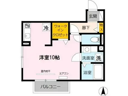 ハピネス・フューチャー A棟(ワンルーム/2階)の間取り写真