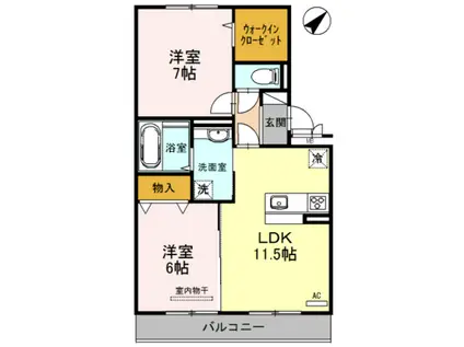 D-ROOMパストラーレⅡ(2LDK/3階)の間取り写真