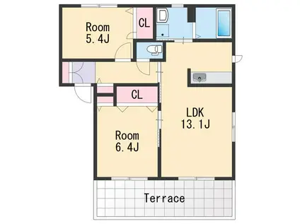 アン・セリジェⅡ(2LDK/1階)の間取り写真