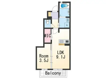 サンメゾン紀三井寺(1LDK/1階)の間取り写真