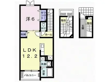 モデッサくすみーる(1LDK/3階)の間取り写真