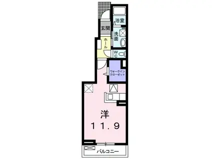 プラセール(ワンルーム/1階)の間取り写真