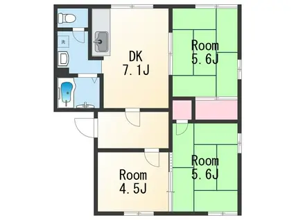 フレグランス堀止(3DK/1階)の間取り写真