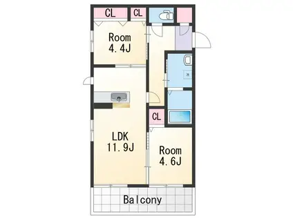 シャーメゾン彩都A(2LDK/1階)の間取り写真