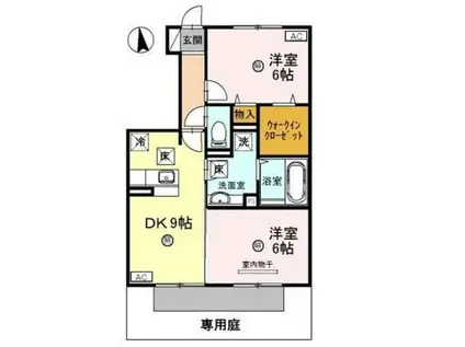 D-ROOMシルクマムB(2DK/1階)の間取り写真