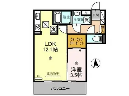 D-ROOM宇須 輝(1LDK/3階)の間取り写真