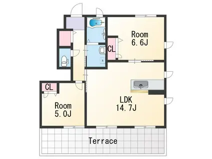 MASTCOURT鳴神(2LDK/1階)の間取り写真