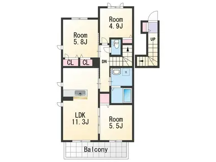 シャーメゾン陽(3LDK/2階)の間取り写真