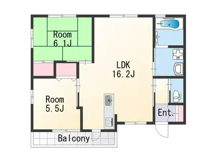 ファミーユⅡ(2LDK/1階)の間取り写真