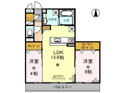 セジュール向陽(2LDK/3階)の間取り写真