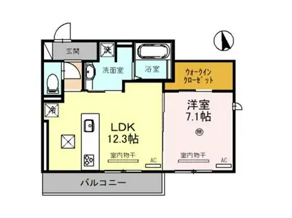 DーROOMN・KⅡ(1LDK/3階)の間取り写真