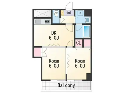 パリ・シャトー本町(2DK/14階)の間取り写真