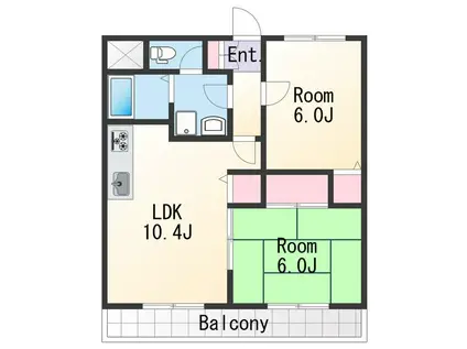 カサデ楠見(2LDK/2階)の間取り写真