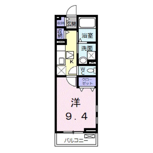 クレメント黒田(1K/2階)の間取り写真