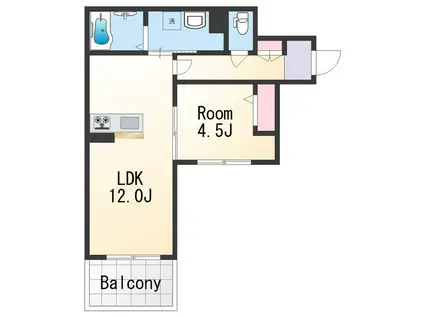 ベレオ小松原(1LDK/2階)の間取り写真