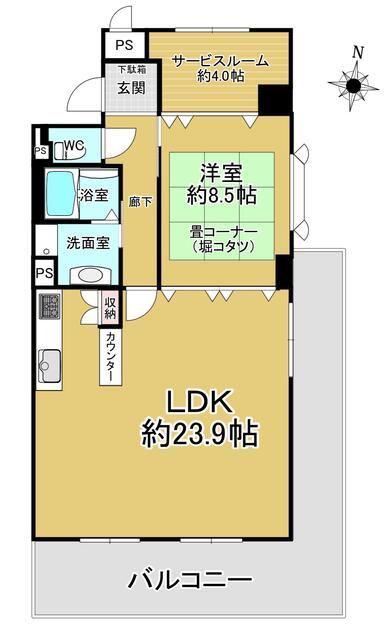 ファミール和歌山壱番館(1SLDK/9階)の間取り写真