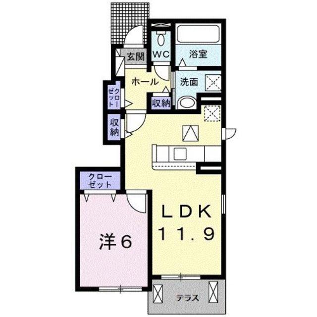 プラシド・ラウレア(1LDK/1階)の間取り写真