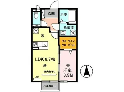 グランディールⅡ(1LDK/2階)の間取り写真