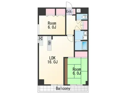 WAJIMA小雑賀マンション(2LDK/6階)の間取り写真