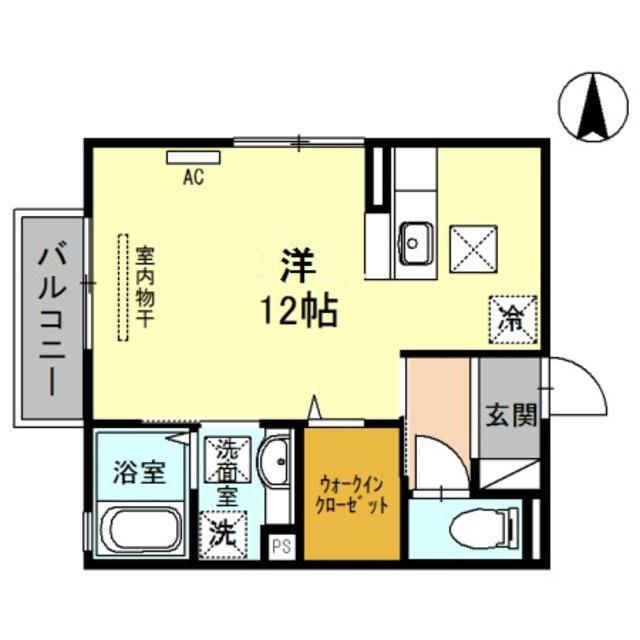 D-ROOM西小二里(ワンルーム/1階)の間取り写真