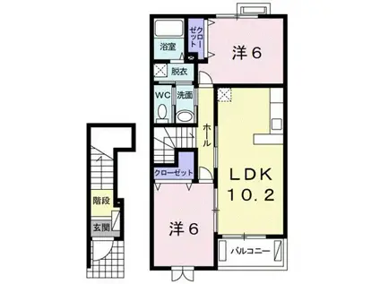 プラシード(2LDK/2階)の間取り写真