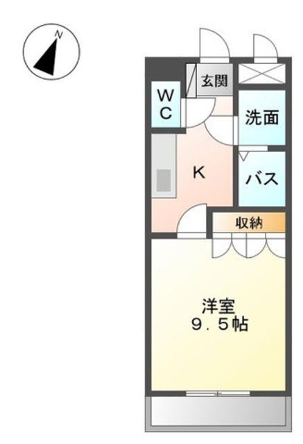 グランチェスタⅠ(1K/1階)の間取り写真