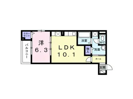 モンテリザイア紀和(1LDK/2階)の間取り写真