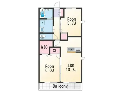 ブランミュール(2LDK/2階)の間取り写真