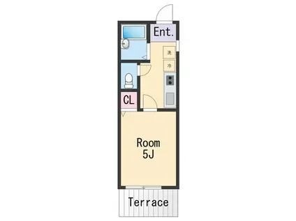 TJ鳴神2 B棟(1K/1階)の間取り写真