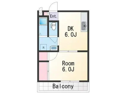マンション本町(1DK/1階)の間取り写真