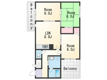 デュオ丸の内(2LDK/5階)の間取り写真