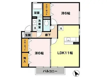 アークハイツⅡ B棟(2LDK/2階)の間取り写真