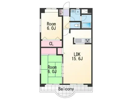 スラージュマン屋形(2LDK/4階)の間取り写真