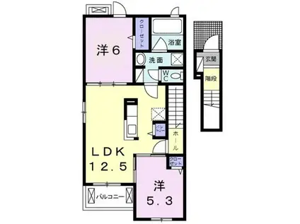 グリーンフル六十谷Ⅳ(2LDK/2階)の間取り写真