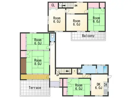 紀勢本線 宮前駅 徒歩8分 2階建 築39年(6DK)の間取り写真