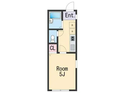 TJ杭ノ瀬Ⅱ B(1K/1階)の間取り写真