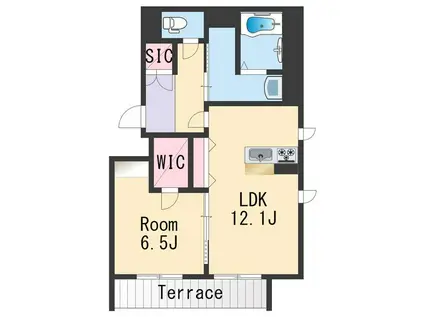 阪和線 和歌山駅 徒歩10分 4階建 築2年(1LDK/2階)の間取り写真