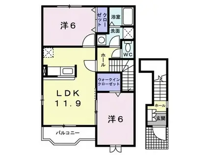 カルムメゾン(2LDK/2階)の間取り写真