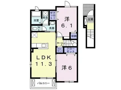 サーム・ヴェリテ(2LDK/2階)の間取り写真