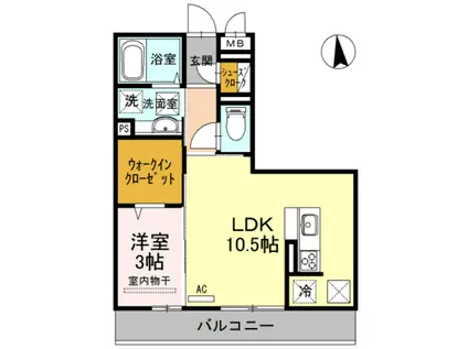 ミル・クレール和歌浦東(1LDK/3階)の間取り写真