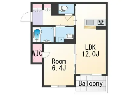 プロヌーブ今福(1LDK/1階)の間取り写真