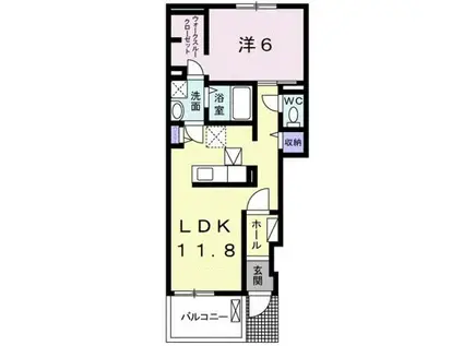 紀勢本線 黒江駅 徒歩23分 2階建 築8年(1LDK/1階)の間取り写真