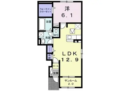 ジェラート(1LDK/1階)の間取り写真