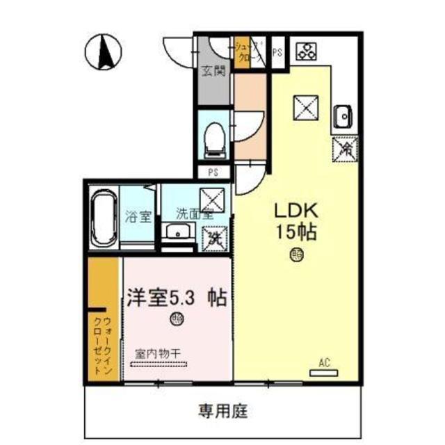 D-ROOM Y(1LDK/1階)の間取り写真